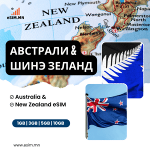 Шинэ Зеланд & Австрали Дата иСИМ (Australia & New Zealand Data eSIM)