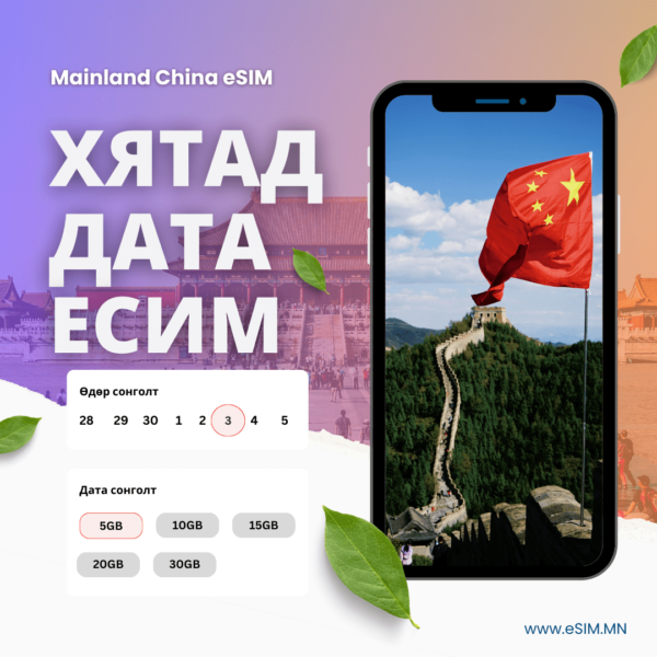 Хятад Дата еСИМ (China Data eSIM)