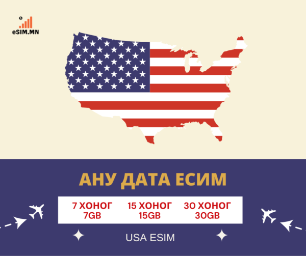 АНУ Дата еСИМ Хямдралтай (USA Data eSIM)